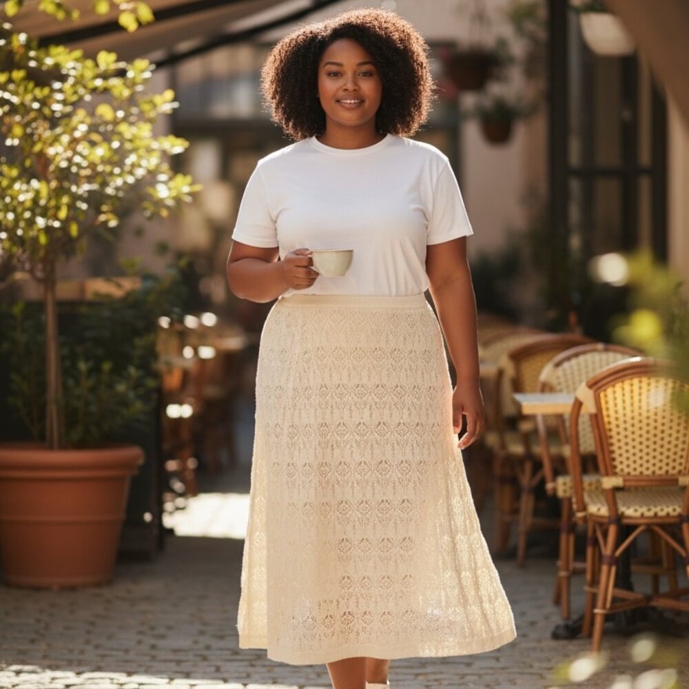 A New Day Cream Lace Maxi Skirt - NWT - 1X